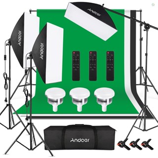 (adspth)Andoer ชุดไฟซอฟท์บ็อกซ์ถ่ายภาพสตูดิโอ รวมไฟ LED 85W 2800K-5700K อุณหภูมิสองสี ซอฟท์บ็อกซ์ 3 + 50x70 ซม. * ขาตั้งไฟ 3 + 2M * 3 + แขนบูม