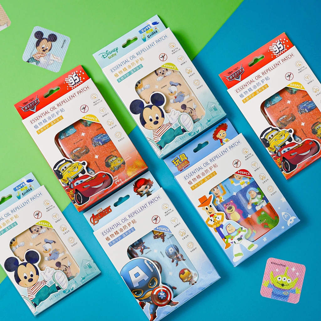 DISNEY แผ่นแปะกันยุง กันยุงเด็ก สติกเกอร์ติดแมสหอม มี 60 ดวง สติกเกอร์เด็กสติกเกอร์ป้องกันยุง แผ่นแปะขับการ์ตูน กันยุง สติ๊กเกอร์แปะกันยุง ใช้ได้ทั้งเด็กและผู้ใหญ่