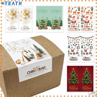 Teath สติกเกอร์แท็ก ลาย Merry Christmas สําหรับติดตกแต่งกล่องของขวัญ วันปีใหม่ 50 ชิ้น