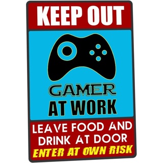 Snowang ป้ายดีบุก ลายเกม Keep Out Gamer At Work ขนาด 12 นิ้ว x 8 นิ้ว สําหรับตกแต่งผนังบ้าน คาเฟ่ บาร์ ถ้ํา สํานักงาน สวน