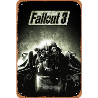 Clilsiatm Fallout โปสเตอร์วิดีโอเกม 3 ตัว (สไตล์วินเทจ) ป้ายโลหะดีบุกเกม 8x12 นิ้ว