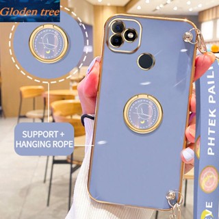 เคสโทรศัพท์มือถือ ลายต้นไม้ Gloden พร้อมขาตั้ง และสายคล้อง สําหรับ Infinix Itel P36 Pro Vision 1 Plus