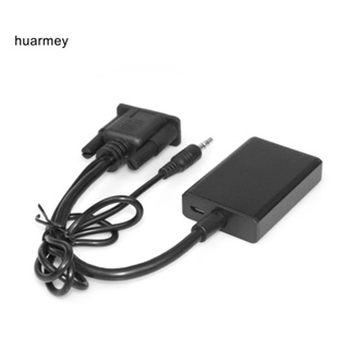 Huarmey อะแดปเตอร์แปลง VGA ตัวผู้ เป็น HDMI ตัวเมีย พร้อมสายเคเบิล USB สําหรับโปรเจคเตอร์คอมพิวเตอร์