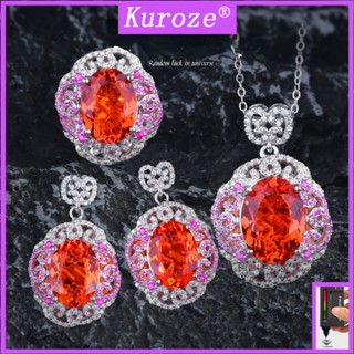 Kuroze หรูหรา ทับทิม สร้อยคอ จี้แฟชั่น แฟนต้า สีเพชร แหวน ต่างหู เครื่องประดับที่ดี