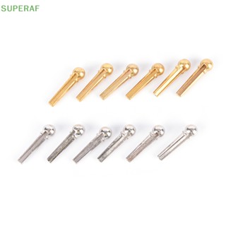 Superaf หมุดสะพานสายกีตาร์อะคูสติก สีเงิน สีทอง 6 ชิ้น