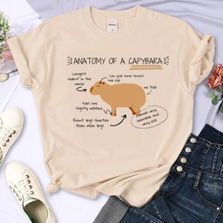 Capybara เสื้อยืด พิมพ์ลายกราฟฟิค อนิเมะ แนวสตรีท แฟชั่นฤดูร้อน สําหรับผู้หญิง