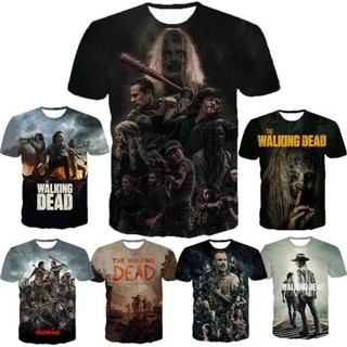 เสื้อยืดลําลอง แขนสั้น คอกลม พิมพ์ลาย The Walking Dead 3D แฟชั่นฤดูร้อน สําหรับผู้ชาย 2XS-6XL 2023