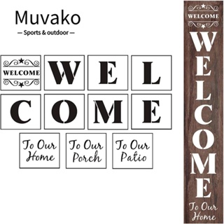 Muvako แม่แบบพลาสติก ลายฉลุ welcome ขนาดใหญ่ ใช้ซ้ําได้ สําหรับวาดภาพบนไม้