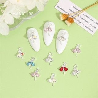 ตามมาตกแต่งเล็บ Nail Art Alloy Jewelry Dancing Ballet Girl Big Water Drop Diamond Bow Decoration Nail Drill Accessories nuuo