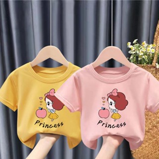 【Girls Tshirt】เสื้อยืดแขนสั้น ผ้าฝ้าย พิมพ์ลายเจ้าหญิง Kebaya Budak Perempuan Bayi สไตล์เกาหลี สําหรับเด็กผู้หญิง (1-14 ปี)