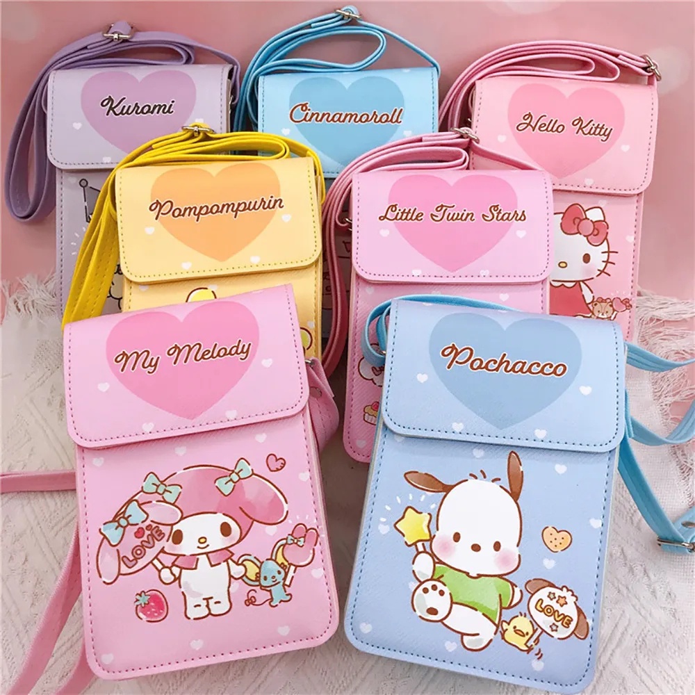 Sanrio กระเป๋าสะพายไหล่ สะพายข้าง แต่งหัวเข็มขัดแม่เหล็ก ลายการ์ตูนเฮลโลคิตตี้ มายเมโลดี้ ซินนามอรอล สําหรับเด็กผู้หญิง