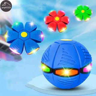 Popkozzichildrens Flying Saucer ลูกบอลกระโดด แบบยืดหยุ่น พร้อมไฟ LED ของเล่นสําหรับเด็ก