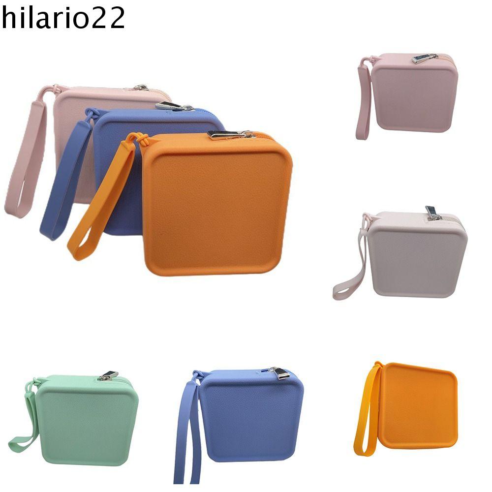 กระเป๋าใส่เหรียญ ซิลิโคน ทรงสี่เหลี่ยม กันน้ํา สีพื้น เหมาะกับใช้กลางแจ้ง สําหรับเก็บสายเคเบิ้ล ผ้าอนามัย