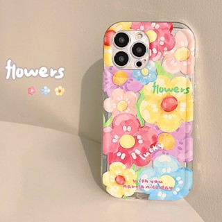 เคสโทรศัพท์มือถือ TPU กันกระแทก ลายดอกไม้ สีสันสดใส สําหรับ Iphone 11 Pro Max 12 13 14 Pro Max