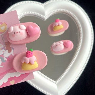 Pink Piglet Hair Clip for Girls New Peach Heart Cake Duck Mouth Clip for Girls Heart Pink Hair Clip for Students with Bang Edge Clip for Japanese and Korean Hair Accessories