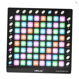 {fash} Worlde ORCA PAD64-A Pro โมดูลควบคุมกลอง MIDI USB 64 RGB แบ็คไลท์ 24 ปุ่ม 128MB พร้อมสายเคเบิล USB