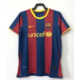 เสื้อกีฬาแขนสั้น ลายทีมชาติฟุตบอล Barcelona 10-11 ชุดเหย้า สไตล์วินเทจ