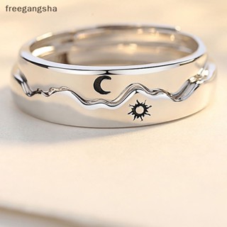 [FREG] Romantic Personality Couple Ring Sun Moon Ring Creative Adjustable Opening Lover Rings Men Women Gift Jewelry FDH