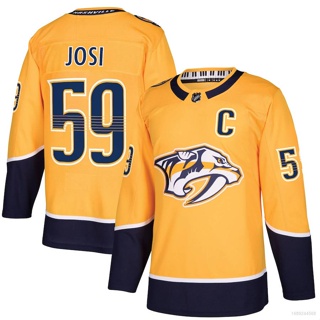 เสื้อกีฬาแขนยาว ลาย HQ1 NHL Nashville Predator Jersey Roman Josi สีทอง พลัสไซซ์ QH1