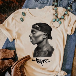 Tupac เสื้อยืด พิมพ์ลายอนิเมะ สไตล์สตรีท 2000s สําหรับผู้หญิง