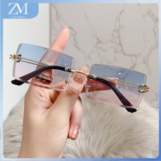 【ZM Glasses】แฟชั่นแว่นตา Retro แว่นตากันแดดสำหรับผู้หญิงแฟชั่น Rimless Beach Gradient แว่นตากันแดดสำหรับผู้หญิง Original Lady Retro โลหะยอดนิยม Shades แว่นตา 003