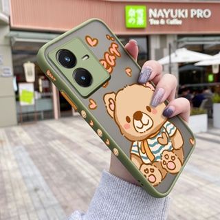 เคสโทรศัพท์มือถือ ซิลิโคนแข็ง ขอบสี่เหลี่ยม กันกระแทก ลายการ์ตูนหมีน่ารัก แฟชั่น สําหรับ VIVO Y22 Y22s