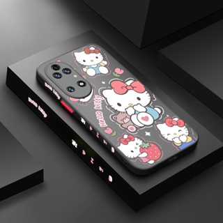 สําหรับ Huawei P50 Pro เคสการ์ตูน Hello Kitty ด้านบาง ขอบสี่เหลี่ยม ดีไซน์ใหม่ กันกระแทก เคสโทรศัพท์แข็ง แบบใส