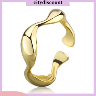 &lt;citydiscount&gt; แหวนหมั้น ชุบไฟฟ้า ทรงเรขาคณิต ปรับขนาดได้ สีพื้น