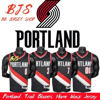 【BJS �� เลขที่ เสื้อกีฬาบาสเก็ตบอล 0LILLARD Portland Trail สีดํา