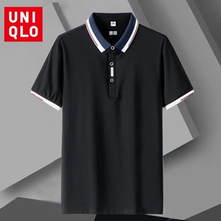 Uniqlo เสื้อโปโลแขนสั้นลําลอง ผ้าฝ้าย แบบบาง ระบายอากาศได้ดี สีพื้น แฟชั่นฤดูร้อน สําหรับผู้ชาย