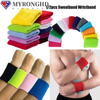 Myronghd สายรัดข้อมือ ผ้าฝ้าย แบบนิ่ม ใส่สบาย สําหรับเล่นกีฬา 1 2 ชิ้น