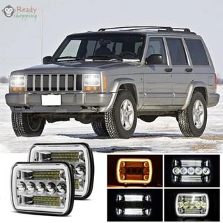 ไฟหน้า LED 5 ดวง 7 นิ้ว ทรงสี่เหลี่ยม 9-30V 200W สําหรับ Jeep Wrangler JK LJ TJ CJ