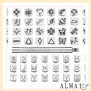 ALMA แสตมป์ลายนูน รูปตัวอักษร ตัวเลข สําหรับงานหนัง