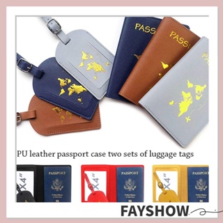 Fay 2 ชิ้น / เซต ปกหนังสือเดินทาง แฟชั่น เดินทาง หนัง แท็กกระเป๋าเดินทาง