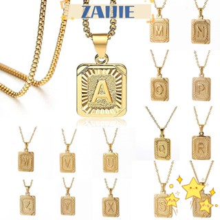 Zaijie24 จี้ตัวอักษร A-Z ทอง 14K 26 ตัว หรูหรา เครื่องประดับ สําหรับผู้ชาย ผู้หญิง ของขวัญ ปาร์ตี้