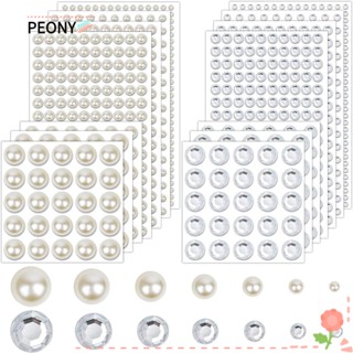 PEONYPAVILION สติกเกอร์อัญมณี ไข่มุก พลอยเทียมใส 4 มม. 3 มม. 6 มม. 7 ขนาด สําหรับตกแต่งเล็บ