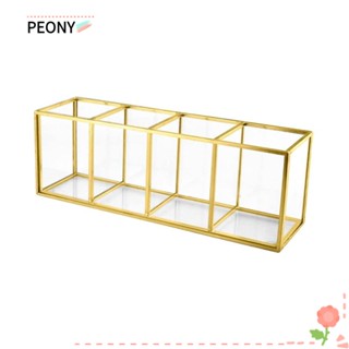 Peonypavilion ชั้นวางรีโมตคอนโทรล แบบกระจก สี่ช่อง สีทอง สําหรับออฟฟิศ