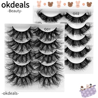 OKDEALS Skonhed ขนตาปลอม ต่อขนตา วิสปี้ ฟูฟี่ 5 คู่