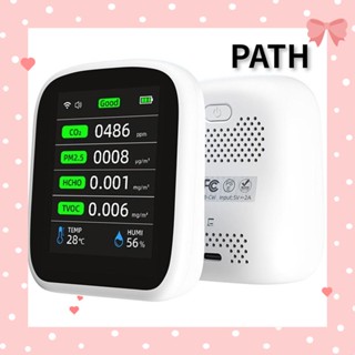 PATH 8-in-1 เครื่องตรวจจับ CO2 คาร์บอนไดออกไซด์ หน้าจอ LED ขนาดเล็ก แบบพกพา สีขาว สําหรับเดินทาง โรงแรม รถยนต์