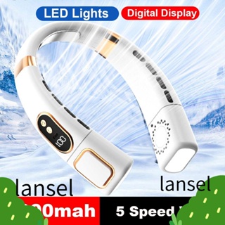 LANSEL พัดลมระบายความร้อน ไร้ใบพัด พร้อมไฟ LED 8000mah ความเร็ว 5 ระดับ ชาร์จ USB สําหรับพกพา