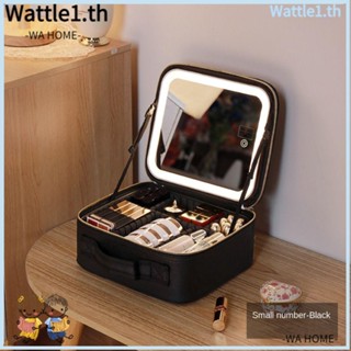 WTTLE กระเป๋าเครื่องสําอาง พร้อมช่องใส่แปรง และกระจก LED