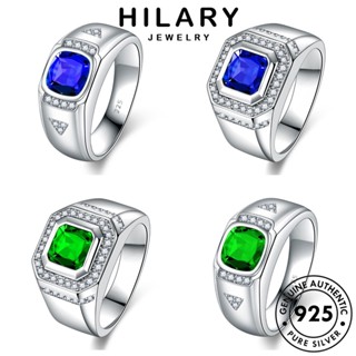 HILARY JEWELRY ไพลินมรกต แฟชั่น เครื่องประดับ แท้ เกาหลี เงิน เครื่องประดับ เรียบง่าย ต้นฉบับ 925 Silver แหวน ผู้ชาย M083