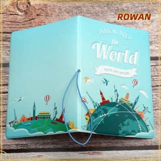 Rowans ปกหนังสือเดินทาง แผนที่โลก หนัง PU อเนกประสงค์ แบบพกพา สําหรับผู้หญิง