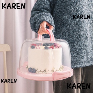 Karen กล่องบรรจุภัณฑ์เค้ก ผัก ผลไม้ แบบพกพา พร้อมฝาปิด 6 8 10 นิ้ว