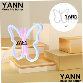 Yann1 โคมไฟนีออน LED พลาสติก รูปผีเสื้อ ติดตั้งง่าย สําหรับติดตกแต่งผนังห้องเด็ก