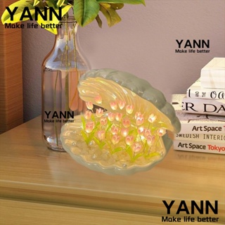 Yann1 โคมไฟเซรามิค LED รูปดอกทิวลิป 3D ใช้แบตเตอรี่ 20 ดอก แฮนด์เมด DIY สําหรับออฟฟิศ