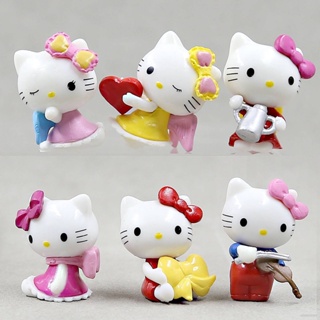 SANRIO Yyds โมเดลฟิกเกอร์ รูปนักดนตรีนางฟ้า Hello Kitty ของเล่นสําหรับเด็ก 6 ชิ้น