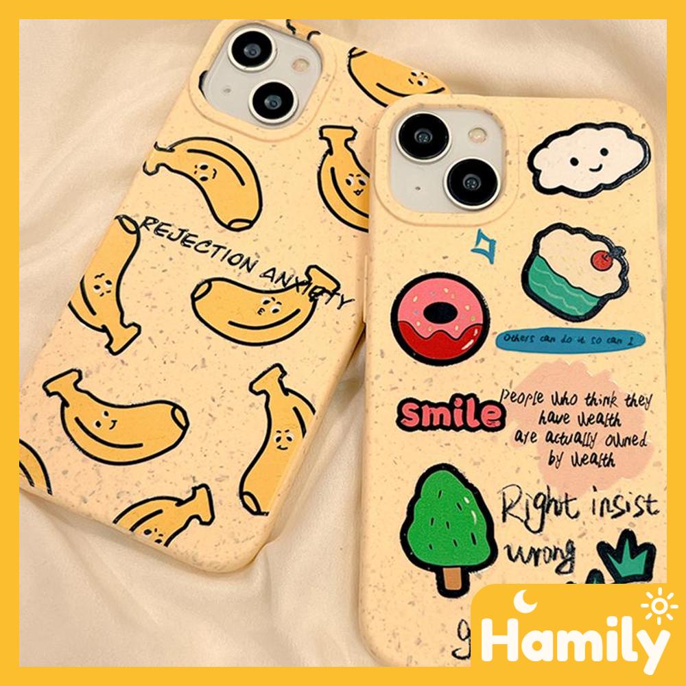 For iPhone 11 Case Biodegradable Eco Wheat Case Smooth Protection Yellow Cartoon Banana Cake Compatible with iPhone 14 Pro max 13 Pro max 12 Pro Max 11 xr xs max 7 8 Plus