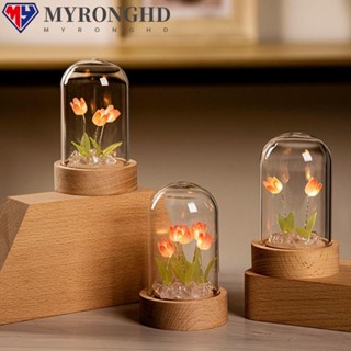 Myronghd โคมไฟตั้งโต๊ะ รูปดอกทิวลิปจําลอง ใช้แบตเตอรี่ แฮนด์เมด DIY สําหรับตกแต่งบ้าน