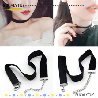 EUTUS เครื่องประดับ ริบบิ้นกํามะหยี่ สีดํา สไตล์เรโทร